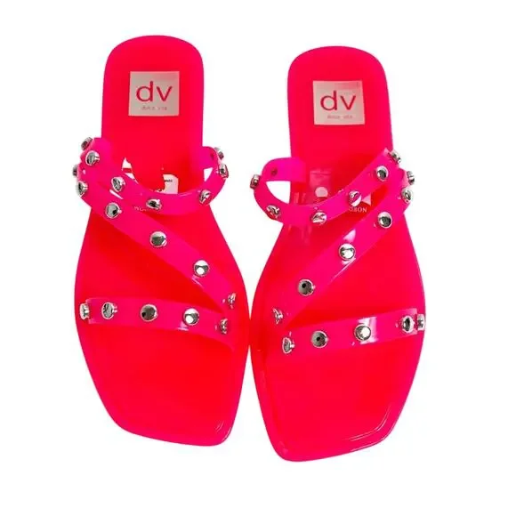 DV DOLCE VITA SHELLY RHINESTONE JELLY SANDALS HOT PINK WOMEN SIZE 6 WITH BOX NEW - Picture 2 of 7